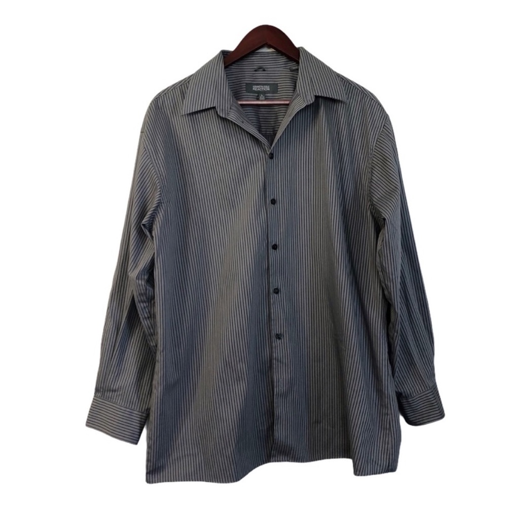 Kenneth Cole Reaction Men’s Gray Stripe Long Sleeve Top
